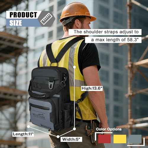 MELOTOUGH Small Tool Backpack for Men 30 Multi-Storage Pockets Heavy Duty Tool Bag Backpack with Dual-Form Shoulder Strap for Electrician, HVAC, Technician - Water Resistant (Grey)