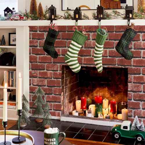 Red Brick Wallpaper Peel and Stick Contact Paper for Wall Faux 3D Brick Self Adhesive Contact Paper Rustic Removable Wallpaper for Fireplace Kitchen Bedroom Bathroom Waterproof 17.3inW 78.7inL