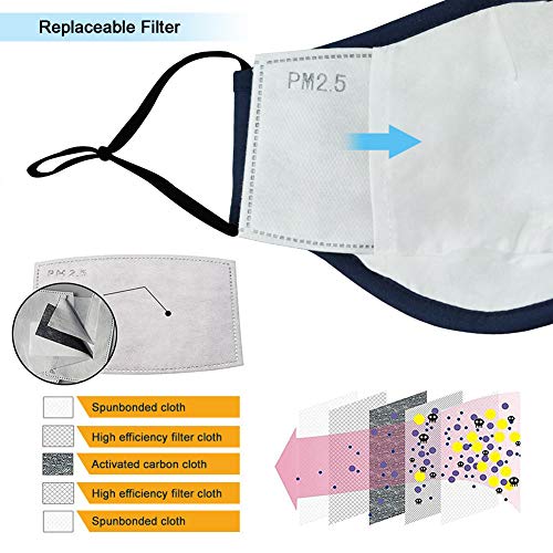 PM2.5 Activated Carbon Filter Replaceable 5 Layers Protective Filters Insert for Cotton Face Mask (10 Pieces)