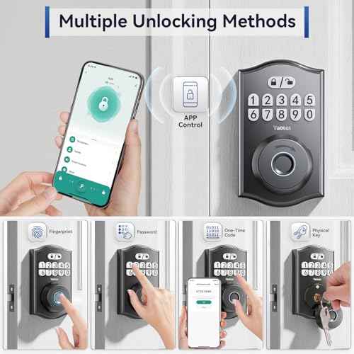 Fingerprint Door Lock, Keyless Entry Door Lock with App Control, Electronic Keypad Deadbolt for Front Door, Anti-Peeking Password, Auto-Lock Smart Door Locks, Easy Install