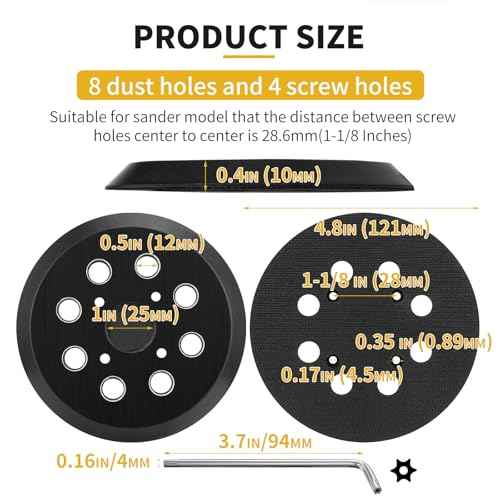 4 Pack 5" 8 Hole Replacement Sander Pad Compatible with Milwaukee 6021-21 6034-21 2648-20 2648-21 Orbital Sander Hook and Loop Replacement Part #51-36-7100 (4 Screw Holes Sander Pads)