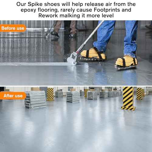 Epoxy Floor Spiked Shoes Fully Assembled Gunite Spiked Shoes with 3/4" Short Spikes for Garage Floor Epoxy, Overlays, Cover Installation, 1 Pair (Black, Large Size)