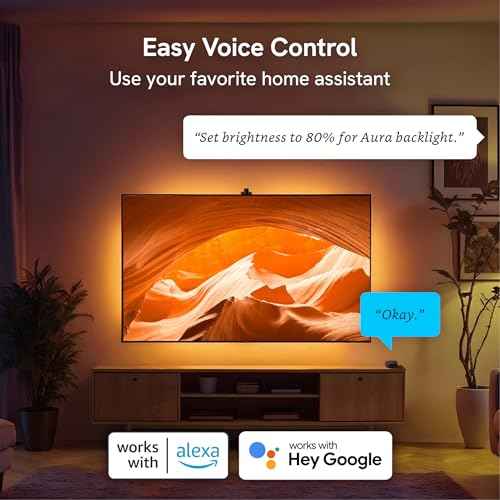 Aura TV Backlight Sync to Screen for 55-65 Inch TV, Camera-Based TV LED Backlight, High Color Sync Accuracy, Voice and App Control, RGB LED Strip Light, Immersive TV Lights