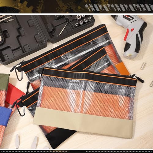 BESARME 6 Pcs 11.8" Clear Tool Pouch Tool pouch Bags Zipper tool pouch with Heavy Duty Mesh Window