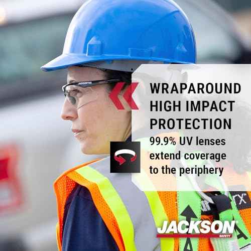 Jackson Safety SG Safety Glasses - Eye Protection for Men & Women - Anti-Scratch Lens with Black Frame - ANSI Z87.1 - Pack of 3 (Multiple Styles)