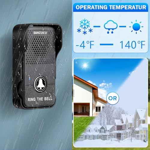 Doorbells, Hands Free Wireless Doorbell Intercom Upgrade, Waterproof Full Duplex Door Bell 1000 Feet Two Way Communication with 4 Chimes, 8 Level Volume & LED Flash, Black