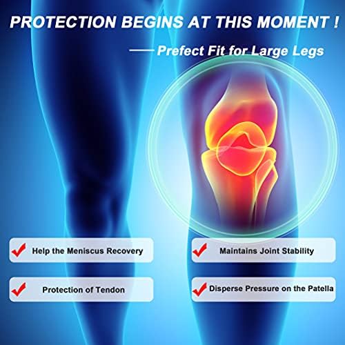 Nvorliy Plus Size Knee Braces for Knee Pain, Extra Large Adjustable Knee Support with Side Stabilizers for Arthritis Pain, Meniscus Tear, ACL, LCL, Injury Recovery & Pain Relief - Fit Women & Men