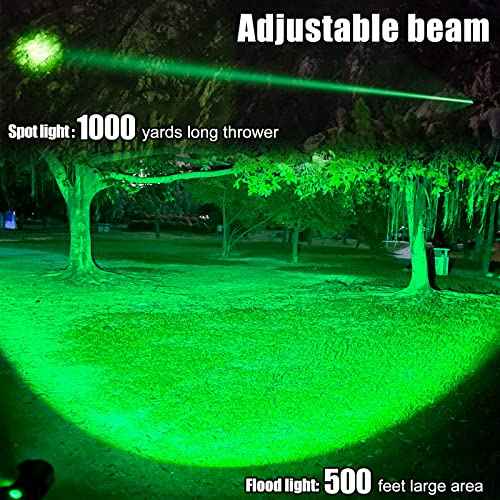 VASTFIRE USB-C Rechargeable Green Flashlight Zoomable 1000 Yard Pressure Switch Scope Rail Mount Hogs Predators Night Hunting