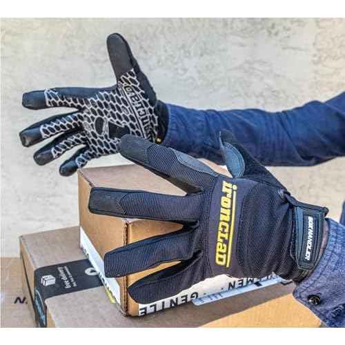 Ironclad Box Handler Work Gloves BHG, Extreme Grip, Performance Fit, Durable, Machine Washable, (1 Pair), Black