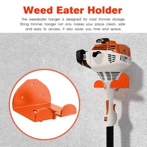 Weedeater Hanger for Garage Wall, Garage Organizer Trimmer Rack, Weed Wacker Holder, Weed Eater Holder Wall Mount for Grass Trimmer, Hedge Trimmer, Garage Trimmer Garden Tools - 2 Pack