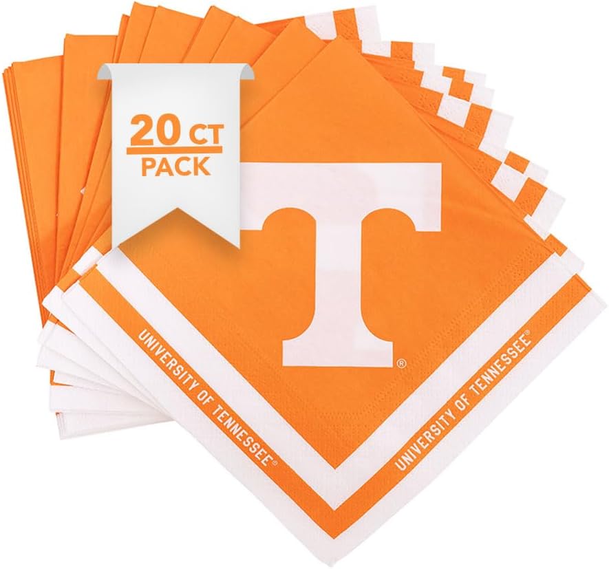 Desert Cactus University of Tennessee Disposable Napkins UT Knoxville Volunteers Vols 20 Count 2 Ply 13 inch Dinner Square for Tailgates, Graduation, Party and Game Day Decoration (Design A)