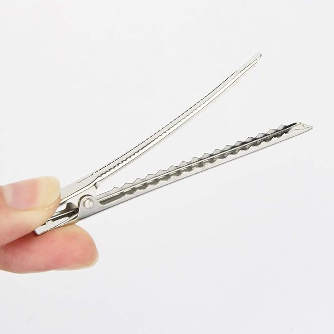 60 Pcs Alligator Curl Clips, Bantoye 3 Inch Flat Single Prong Clips Hair Accessories for Hair Styling, Coloring, Silver
