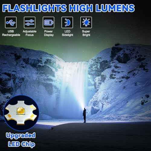 6Pack Rechargeable Flashlights, 7Mode Flashlights High Lumens, Super Bright LED Flashlight, Adjustable Tactical Flash Light, High Powered Flash Light, Handheld Flashlight for Home Emergency Camping