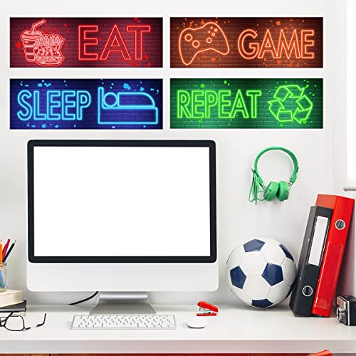 Neon Video Game Wall Decal Gaming Wall StickerDecor Boy Gamer Wall Stickers Game Decor for Boys Room Video Game Art Gaming Pictures for Playroom Decor