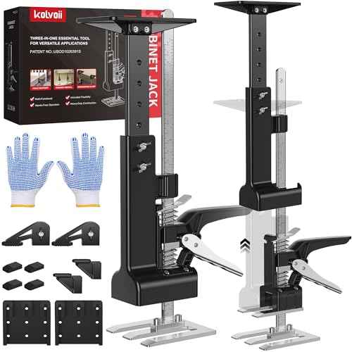 Kolvoii 2 Pack Cabinet Jacks, Multi-Function Hand Lifting Jack Tool, Up to 23.4 Inch Height Adjustment, Labor Saving Arm Jack, Third Hand Support System for Installing Cabinets