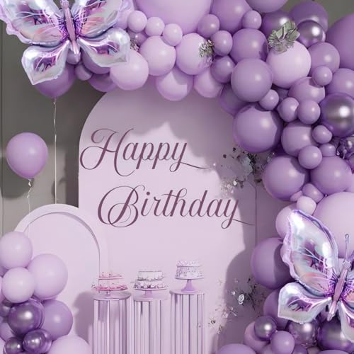 Happy Birthday Decal - Purple Happy Birthday Sign for Balloons Arch,Party Decor