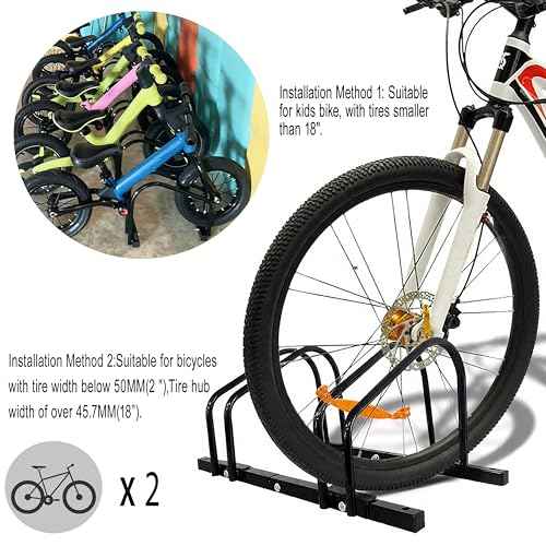 XINYI Bike Rack Floor, Bike Stand Garage, Indoor/Outdoor Bike Rack Garage,22-28" Wheel Stand, Max. Tire Width 2.1", Front/back Bike Stand For Mountain, Road and Kids Bikes for 2 Bikes