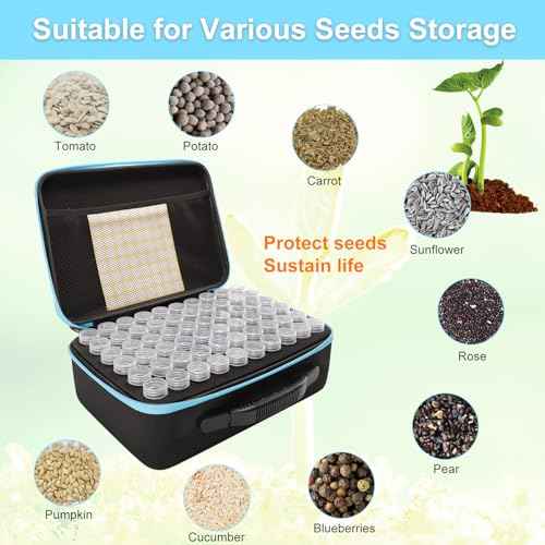 Seed Storage Organizer, Seed Storage Container with 120 Slot, Sturdy Seed Organizer Storage Box with Zipper Bag Label Stickers, 120 Plastic Bottles, Funnel, 2 Tweezers, for Flower Plants Garden
