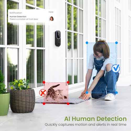 1080P Wireless Video Doorbell Camera, Smart Outdoor Surveillance Cam, FHD Live View, Cloud Storage, AI Human Detection, Instant Alert, Night Vision, Two Way Audio, 2.4G WiFi Only (Purple)