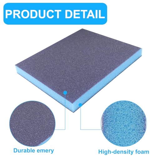 16 Pack Sanding Sponge, 120 Grit Washable and Reusable Sanding Blocks for Wood, Metal, Drywall, and More, Ideal for Flat and Irregular Surfaces, Robust and Versatile for Wet or Dry Use