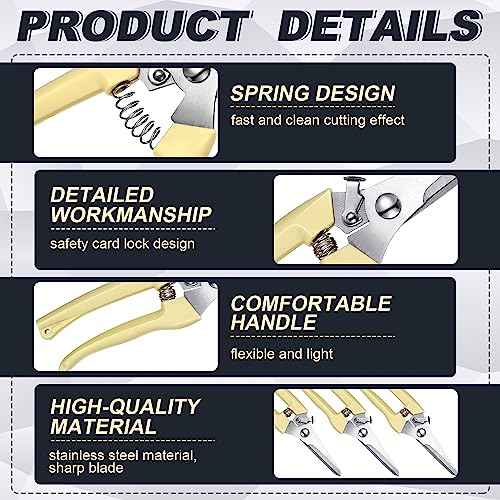 Chumia 30 Pcs Garden Flower Shears Pruning Scissors Heavy Duty Plant Scissors Trimming Garden Clippers Hand Tree Pruner for Yard Gardening Plants Hedge Flower Tree Cutting Secateurs (Beige)