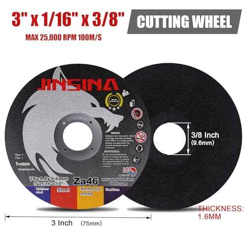 Cut Off Wheels 12 PCS, 3 Inch Metal and Stainless Steel Cutting Wheel, Fast Cutting Disc for Angle Grinder (3 x 1/16 x 3/8inch) 10+2pcs