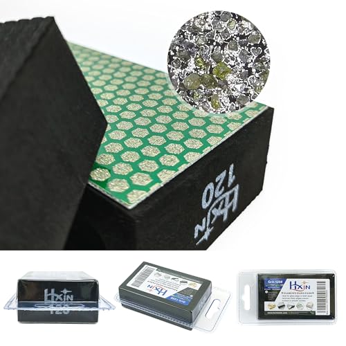 Diamond Hand Polishing Pad Diamond Sanding Block Foam Backed Diamond Sponge Sanding Pads for Wet or Dry Grinding polishing for Granite Marble Stone Tile Glass Ceramic (1, 120# Hexagon)