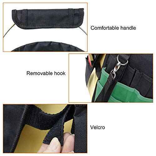 Green Gardening Tools Organizer 5 Gallon Bucket Tools Kit Storage Organizer with Handle, Garden 42 Pockets Tools Management Bucket Bag Trays, Insert Bucket Boss Tools Organizer (Tools Excluded), Black, 17.91 inch x 11.81 inch