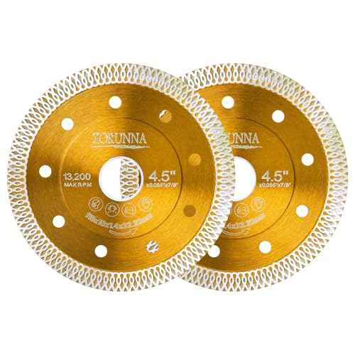 Diamond Saw Blades,Super Thin 4.5" Diamond Blade for Grinder, 2Pcs Tile Blade 4-1/2" for Chip-Free Cutting Porcelain Ceramic Granite Marble Tile.