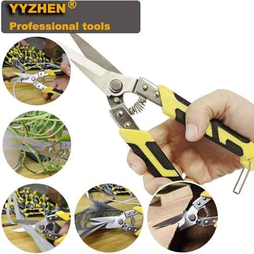 Aviation Tin Snips 8.7 Inch, Heavy Duty Straight Metal Cutter with Stainless Steel Blade & Comfortable Grips for Cutting Cardboard, Thin Iron, Wire, DIY Projects