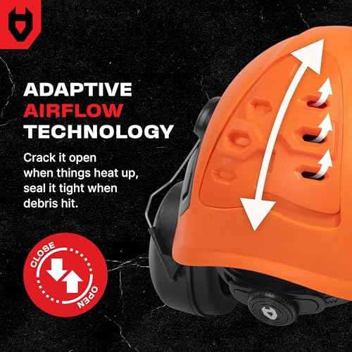 NoCry ANSI Z89.1 Rated Arborist Helmet ? Chainsaw Helmet with Face Shield and Ear Muffs ? Adjustable Hard Hat with Adaptive Ventilation; Impact-Resistant Mesh Face Shield for Forestry with Side Guards