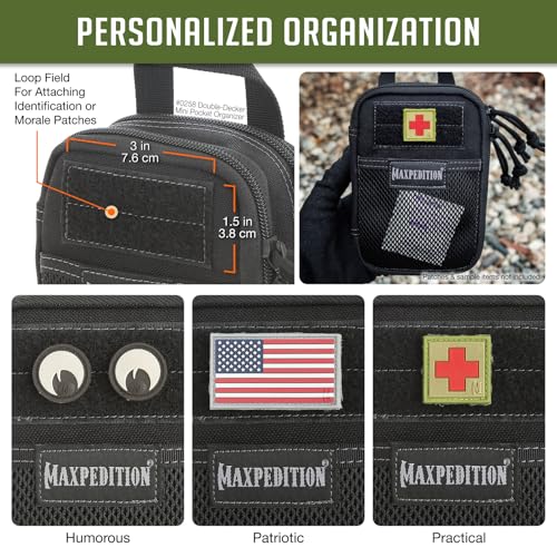 MAXPEDITION Double-Decker Mini Pocket Organizer (4¡± x 2.5¡± x 6¡±) EDC Pouch, Tactical Tool Pouch for Organization, MOLLE Accessories for Everyday Carry, 0258