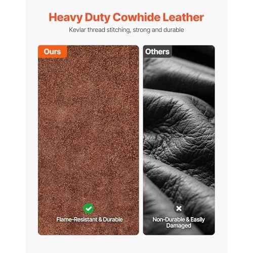 VEVOR Leather Welding Work Apron, Heavy Duty Cowhide Flame Resistant Welding Apron, Heat-Resistant Blacksmith Welder Aprons with 6 Tool Pockets for Woodworking, Gardening, BBQ