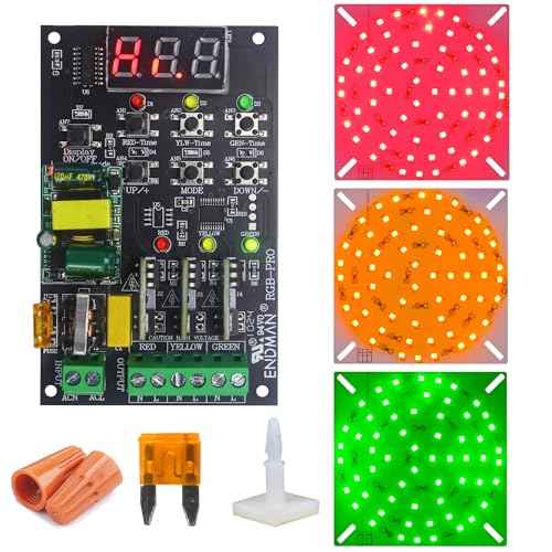 Traffic Light Controller Sequencer with Led Light 3 Color with 39+ Sequences, 3 Channel 80VAC-260VAC, LED Display, (LED Board High Luminance + Controller)