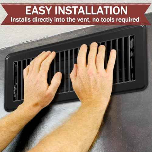 Retisee 4x12 Inches Floor Vent Covers Heavy Duty Floor Register Easy Installation Metal Heat Vent Covers with Rust Proof Finish for Home(Black,4 Pcs)