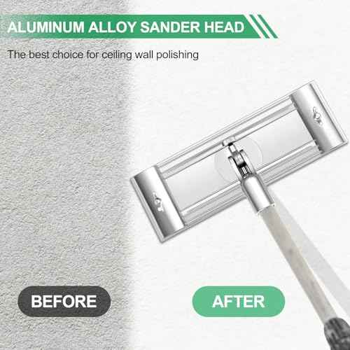 No-Flip Pole Sander Head,Wall Ceiling Sander, for Drywall, Wall and Ceiling with Quick Release Clips and Universal Coarse Thread