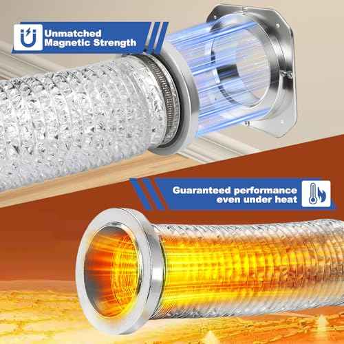 Magnetic Dryer Vent connector, Easy to clean and install dryer vent, Magnetic Dryer Vent Coupling Kit including a 3.3 FT 4" Duct and one Clamps