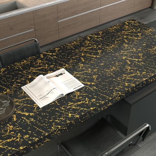 LACHEERY Luxury Black and Gold Wallpaper Peel and Stick Modern Marble Wallpaper for Walls Countertops Waterproof Contact Paper Black Marble Countertop Peel and Stick Removable Wall Paper 15.8"x80"