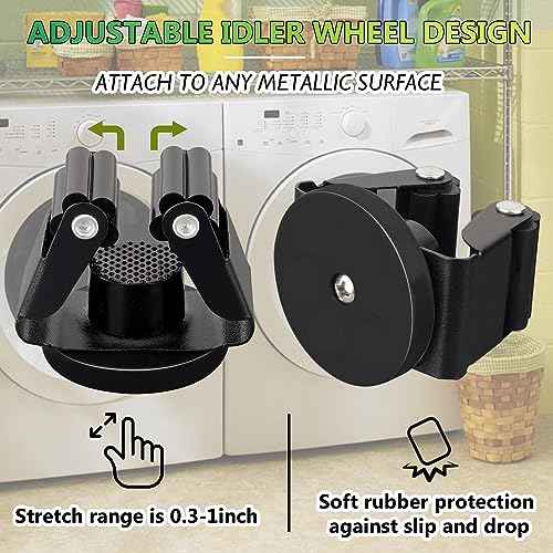 ULIBERMAGNET Magnetic Mop Broom Holder,Heavy Duty Movable Magnetic Broom Holder Rack,Anti-slip Wall Mounted Utility Storage Mop Shovel Hanger for Garage, Kitchen, Laundry, Garden(8 Pack/Black)