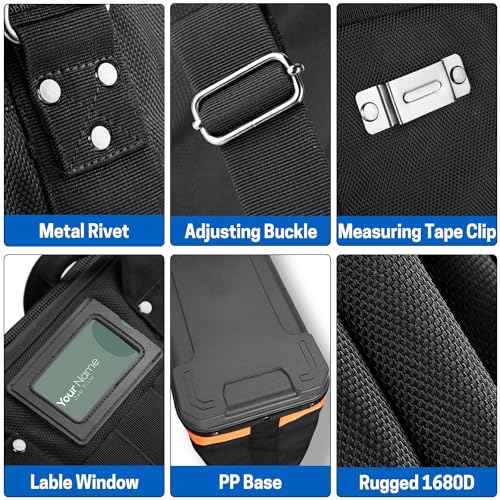 Wide Mouth Tool Bag, 16 Inch Heavy Duty Tool Bag with Multi-Pockets, Molded Waterproof Base for Plumbers, Electricians, Handymen