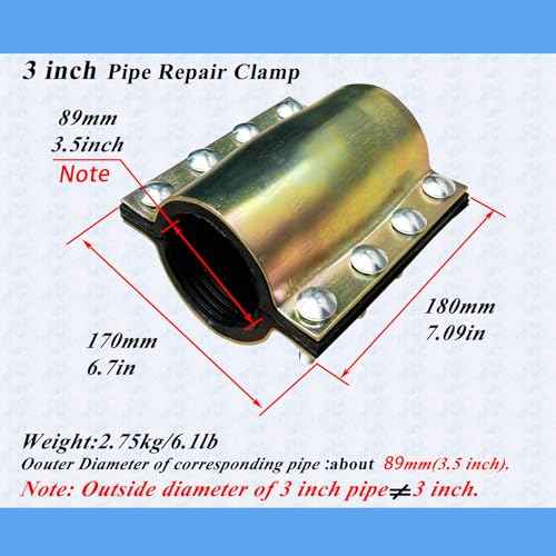 Water Pipe Repair Clamp for 3 inch Pipe(OD of The Applicable Pipe is 3.5 inch),Leak Sealer for Pipes and Plumbing,Suitable for PE/PPR Pipes,Steel Pipes,Iron Pipes