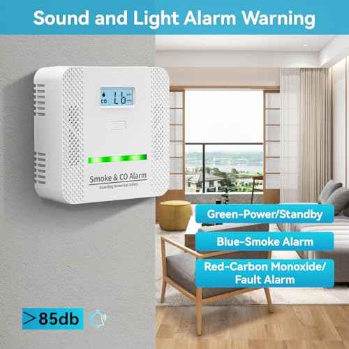 Smoke Detector Carbon Monoxide Detector,2 in 1 Fire & CO Alarm,Battery Powered,Carbon Monoxide Gas Detector with LCD Digital Display Sound and Light Alarm for Bedroom Warehouse Kitchen or RV Travel