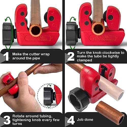 Tubing Cutter 1/8-inch to 1-1/8-inch£¨3-30mm£©Adjustable Zinc Alloy Pipe Cutter for Cutting Copper and PVC Tubing