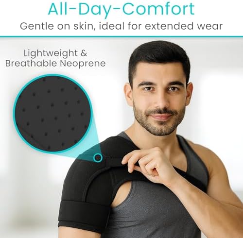 Vive Shoulder Brace for Women & Men - Injury Recovery Compression Support Sleeve - for Rotator Cuff Injuries, Arthritis, Sprain, Dislocation, PT - Targeted Inflammation Pain Relief (Black, Large)