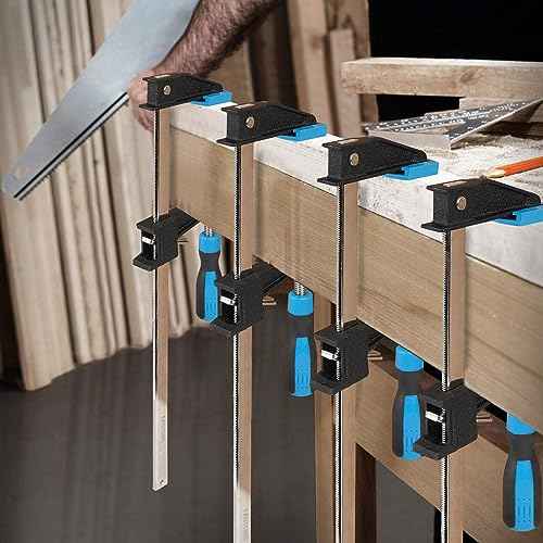Bar Clamps for Woodworking 36 Inch,4 Pack Wood Clamps Adjustable and Release Quickly,Woodworking Clamps Throat Depth 2.5 Inch,Serrated Steel Rail,Bar Clamps Force 600 Lbs