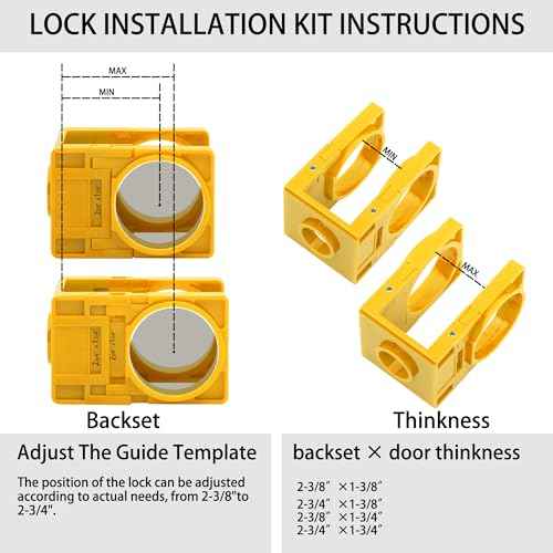 RKK Door Knob Hole Saw Kit, Deadbolt Installation Kit with Door Knob Jig Kit Door Lock Installation Kit Door Hole Drilling Kit for Wooden Doors (Yellow)