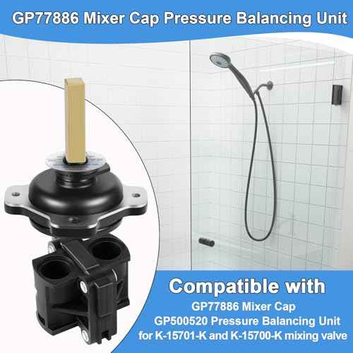 GP77886 Mixer Cap and GP500520 Pressure Balancing Unit Cartridge, Compatible with Kohler K-GP77886, Shower Cartridge Replacement for K-15700-K Mixing Valve and for Rite-Temp K-15701-K Mixing Valve