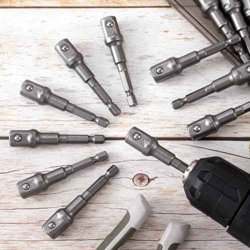 OIIKI 2 Pack 1/2 inch Square Socket Adapter Bit Set, Hex Impact Driver Power Bits, Extension Socket Adapter for Automotive DIY-1/4 Hex Shank