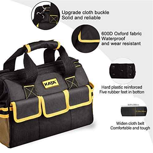 KATA 16 Inch Heavy Duty Tool Bag with Wide Mouth for Tool Storage,Carrier and Organizer,Bag for Tools,Yellow