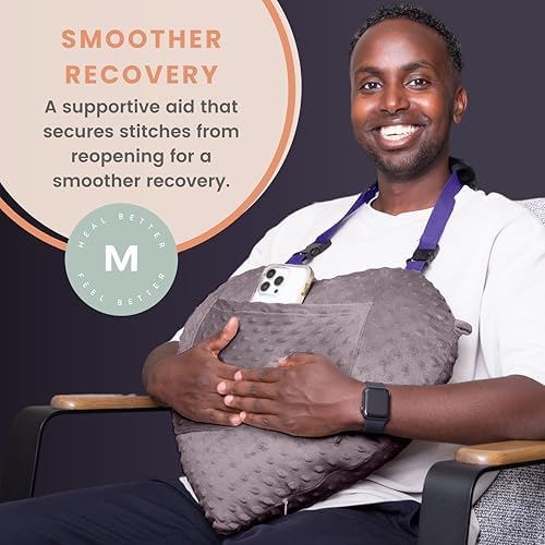 MOYOAMA Open Heart Surgery Pillow for Heart Surgery Recovery Gifts - After Bypass Surgery Must Haves, Gifts for Chest Surgery Recovery, Seatbelt Pillows for Post-Surgery, Shock Absorbing Chest Pillow